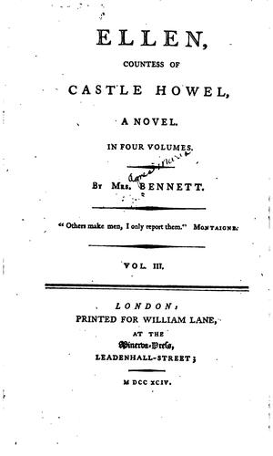 Cover for Ellen, Countess of Castle Howel: A Novel ...