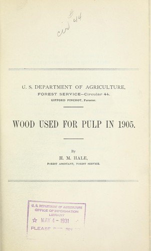 Cover for Wood used for pulp in 1905