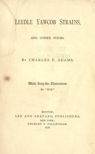 Cover for Leedle Yawcob Strauss