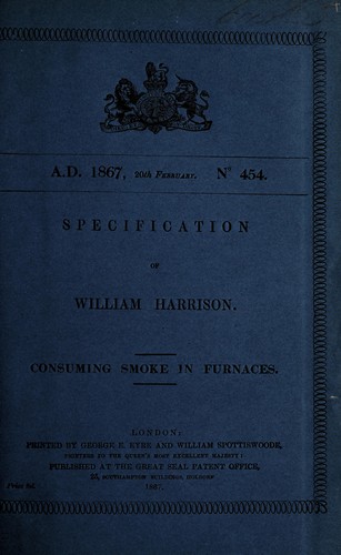 Cover for Specification of William Harrison