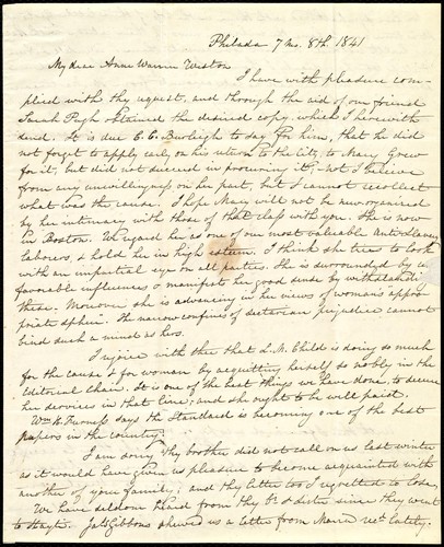 Cover for [Letter to] My dear Anne Warren Weston