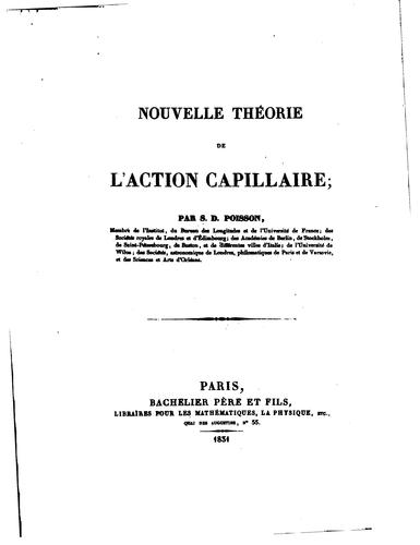 Cover for Nouvelle Theorie de L'Action Capillaire