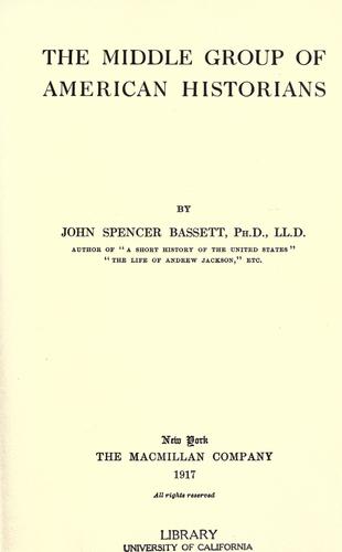 Cover for The middle group of American historians