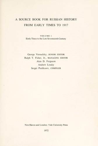 Cover for A Source book for Russian history from early times to 1917.