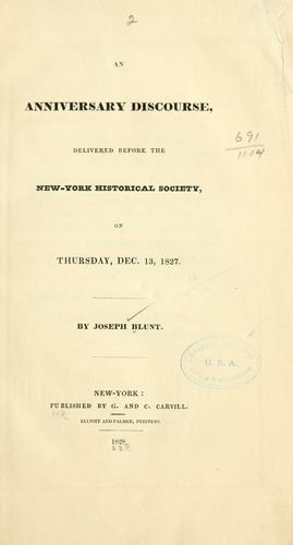 Cover for An anniversary discourse, delivered before the New-York historical society, Thursday, Dec. 13, 1827.