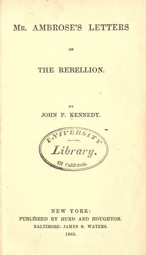Cover for Mr. Ambrose's letters on the rebellion
