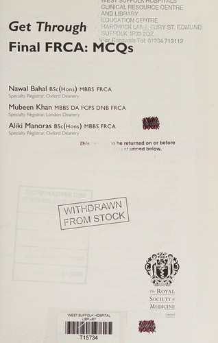 Cover for Get through final FRCA-- MCQs