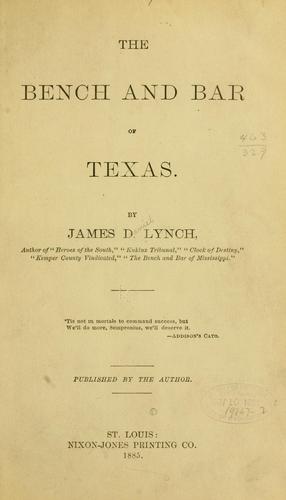 Cover for The bench and bar of Texas.