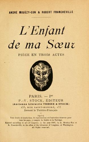 Cover for L' enfant de ma soeur