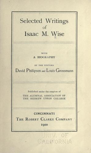 Cover for Selected writings of Isaac M. Wise