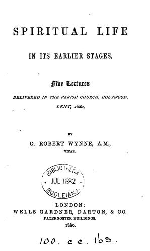 Cover for Spiritual life in its earlier stages. 5 lectures