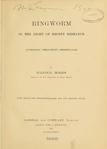 Cover for Ringworm in the light of recent research
