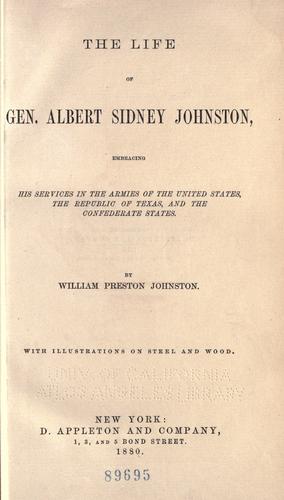 Cover for The life of Gen. Albert Sidney Johnston