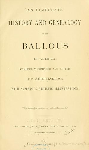 Cover for An elaborate history and genealogy of the Ballous in America
