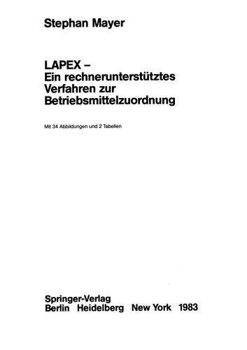 Cover for LAPEX -- Ein rechnerunterstütztes Verfahren zur Betriebsmittelzuordnung