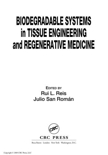 Cover for Biodegradable systems in tissue engineering and regenerative medicine