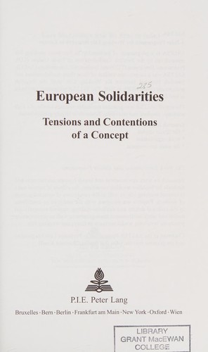 Cover for European solidarities