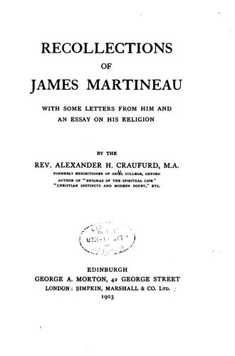 Cover for Recollections of James Martineau