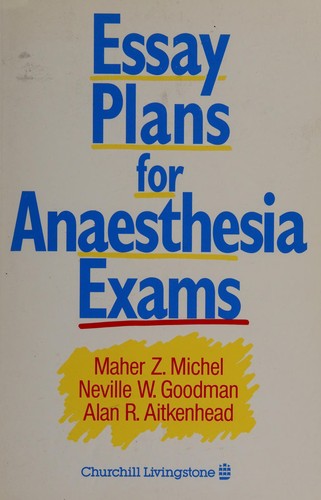 Cover for Essay plans for anaesthesia exams