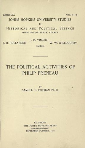 Cover for The political activities of Philip Freneau