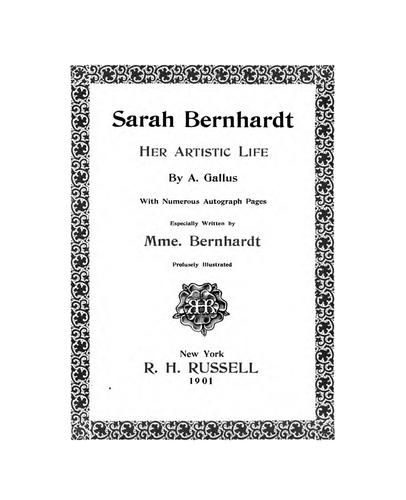 Cover for Sarah Bernhardt