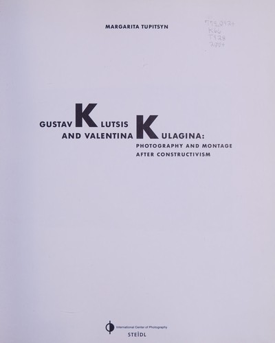 Cover for Gustav Klutsis and Valentina Kulagina