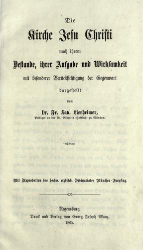 Cover for Kirche Jesu Christi nach ihrem Bestande, ihrer Aufgabe und Wirksamkeit