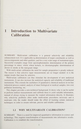 Cover for Multivariate calibration