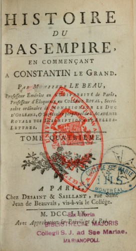 Cover for Histoire du Bas-Empire en commençant à Constantin le Grand