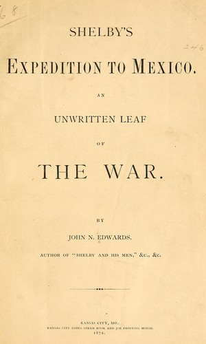 Cover for Shelby's expedition to Mexico.