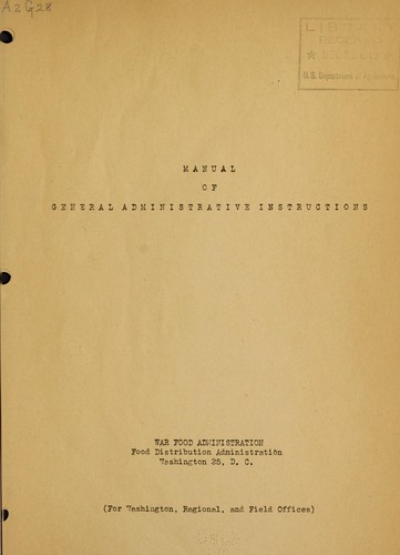 Cover for Manual of general administrative instructions