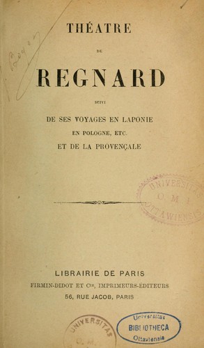 Cover for Théâtre, suivi de ses Voyages en Laponie, en Pologne, etc. et de la Provençale