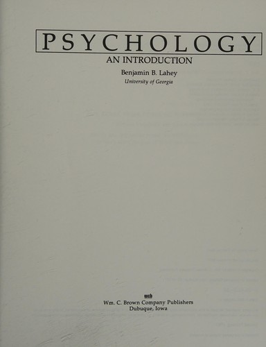 Cover for Psychology, an introduction