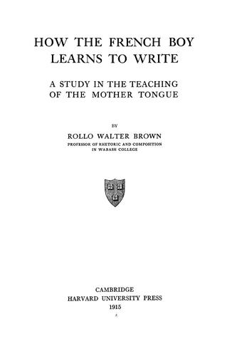 Cover for How the French boy learns to write