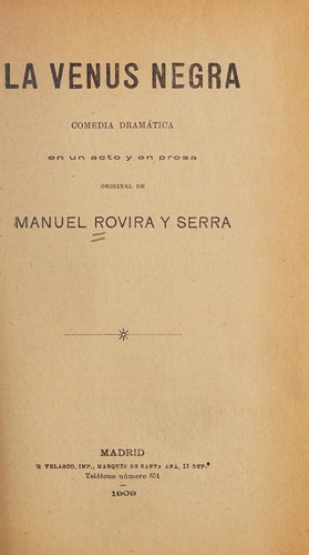 Cover for La Venus negra