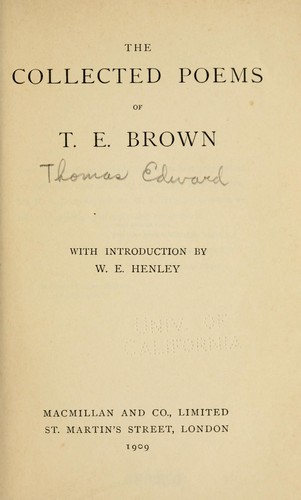 Cover for The collected poems of T.E. Brown