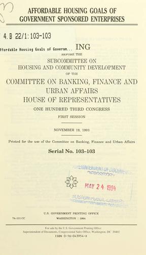Cover for Affordable housing goals of government sponsored enterprises