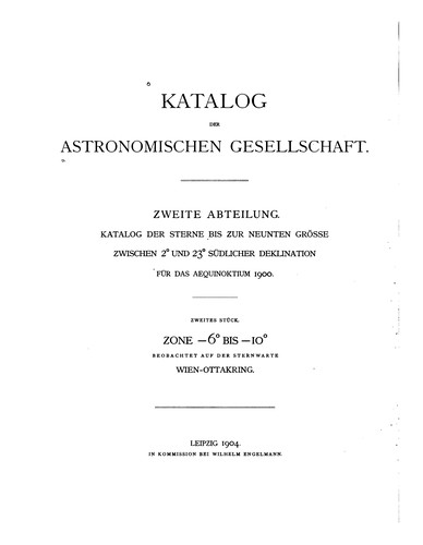Cover for Katalog der Astronomischen Gesellschaft.