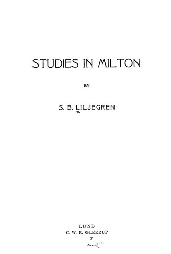 Cover for Studies in Milton