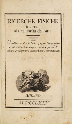 Cover for Ricerche fisiche intorno alla salubrità dell'aria