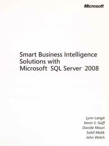 Cover for Smart business intelligence solutions with Microsoft SQL Server 2008
