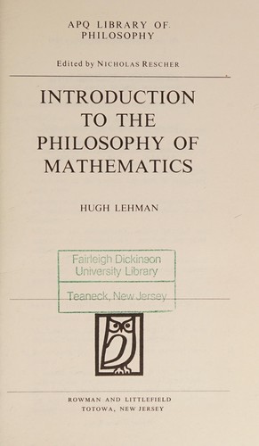 Cover for Introduction to the philosophy of mathematics