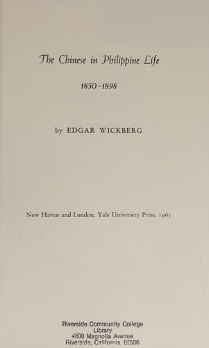 Cover for The Chinese in Philippine life, 1850-1898.