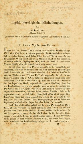 Cover for Lepidopterologische Mittheilungen