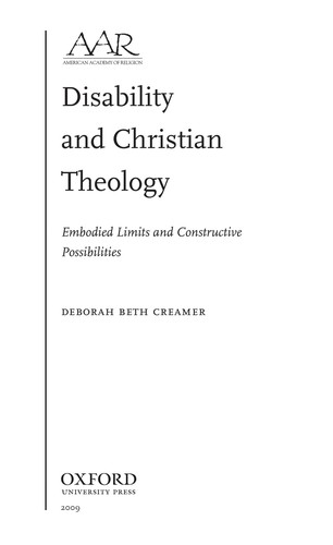 Cover for Disability and Christian theology