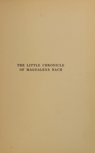Cover for The little chronicle of Magdalena Bach
