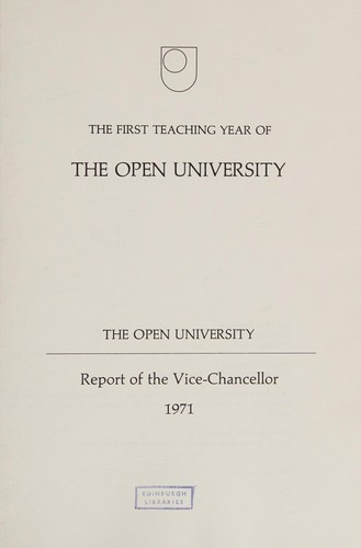 Cover for The first teaching year of the Open University