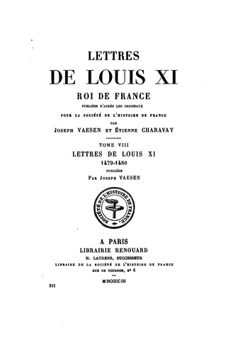 Cover for Lettres de Louis XI, roi de France