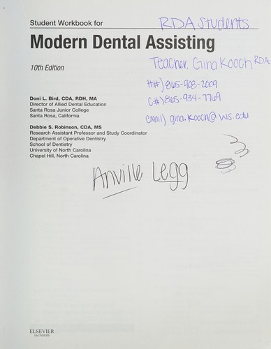 Cover for Student workbook for modern dental assisting