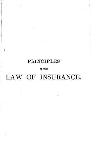Cover for Principles of the Law of Insurance: Adopted in the Civil Code of the State of California, with ...